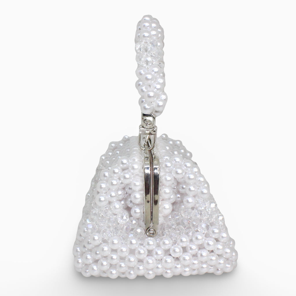 Aurélia Pearl Midi handcrafted beaded handbag, side view