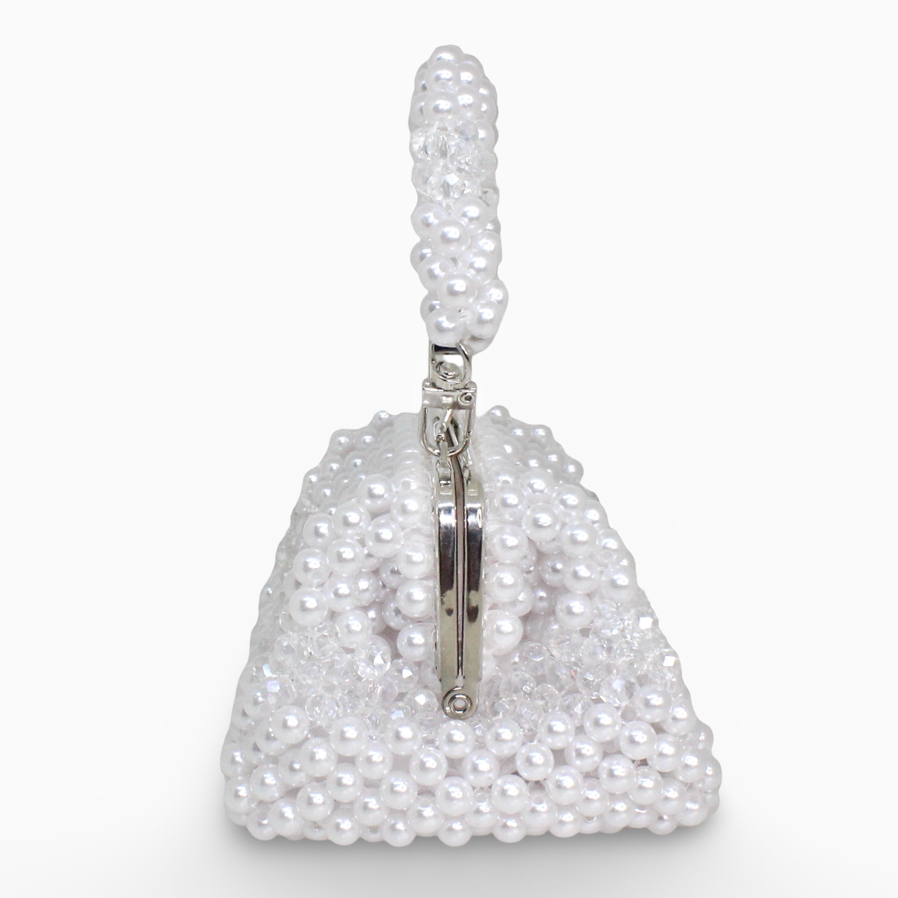 Aurélia Pearl Midi handcrafted beaded handbag, side view