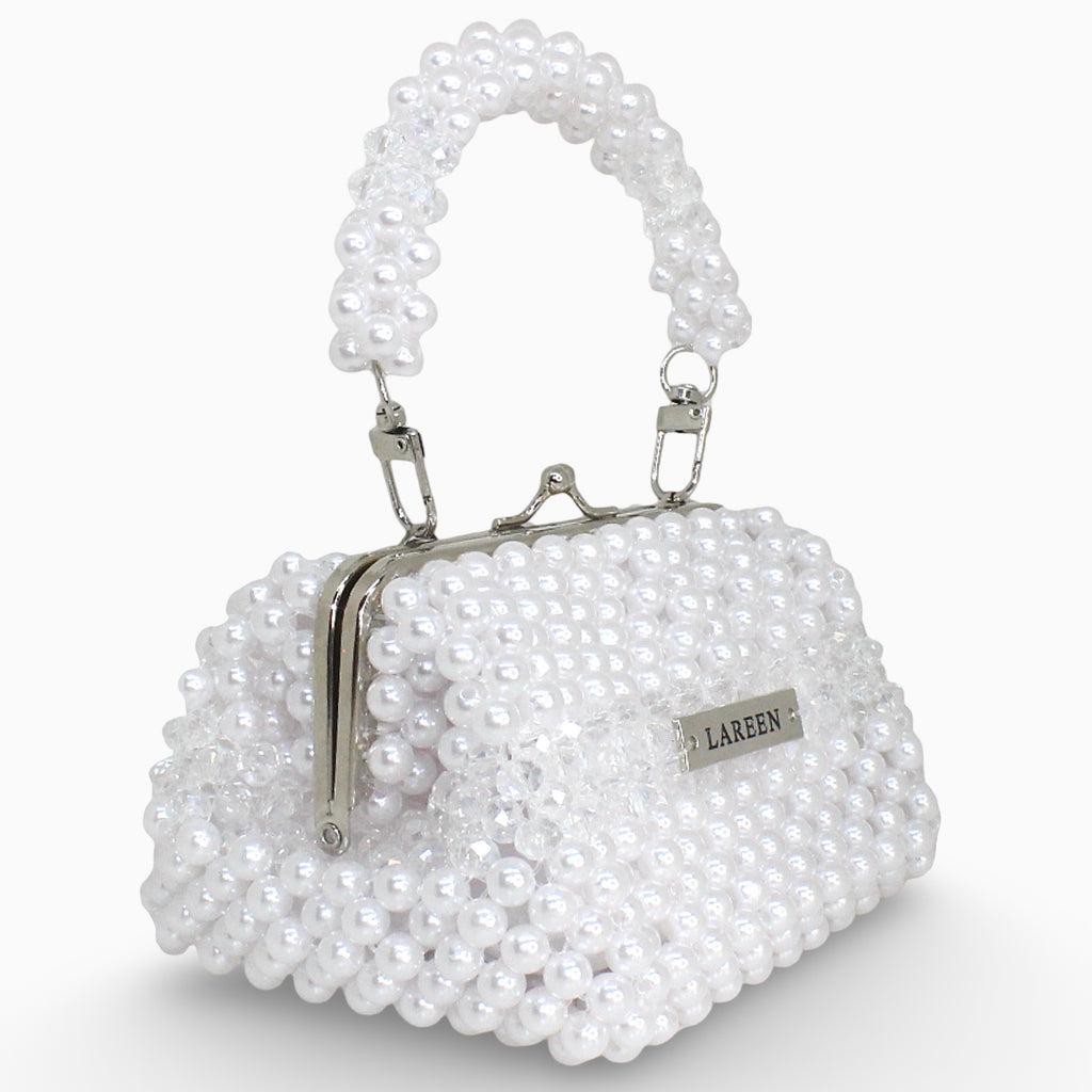 Aurélia Pearl Midi beaded midi bag, angled view
