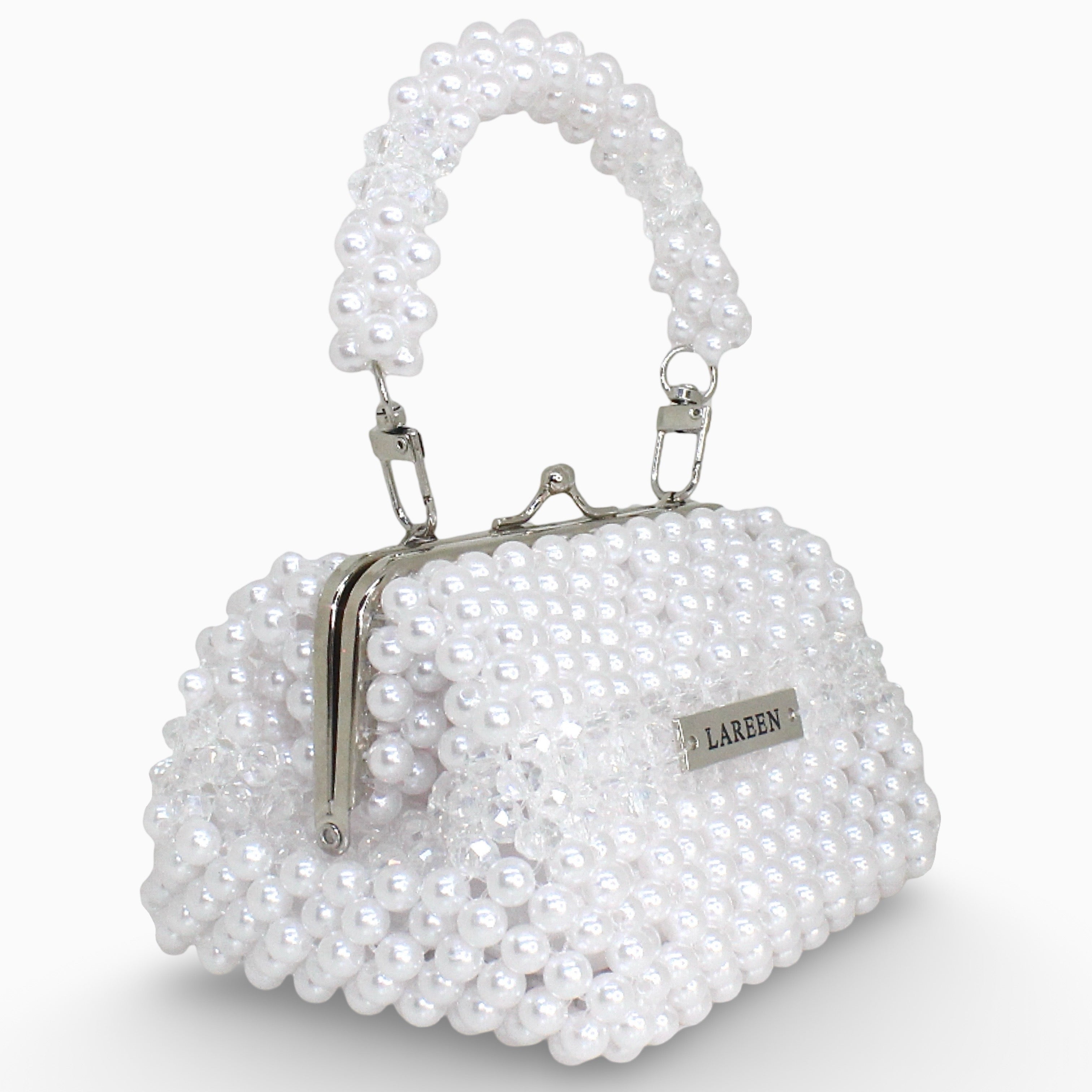 Aurélia Pearl Midi beaded midi bag, angled view