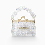 Aurélia Crystal Mini handmade crystal beaded bag with gold handle, front view