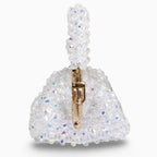 Aurélia Crystal Mini handmade crystal bag with gold handle, side view