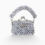 Aurélia Lumière Mini silver beaded bag, front view