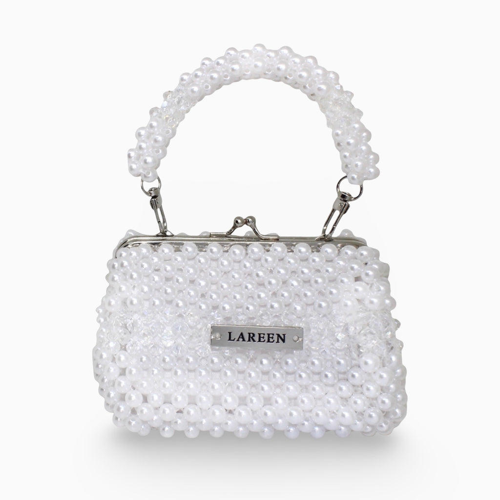 Aurélia Pearl Midi pearl-effect beaded handbag, front view