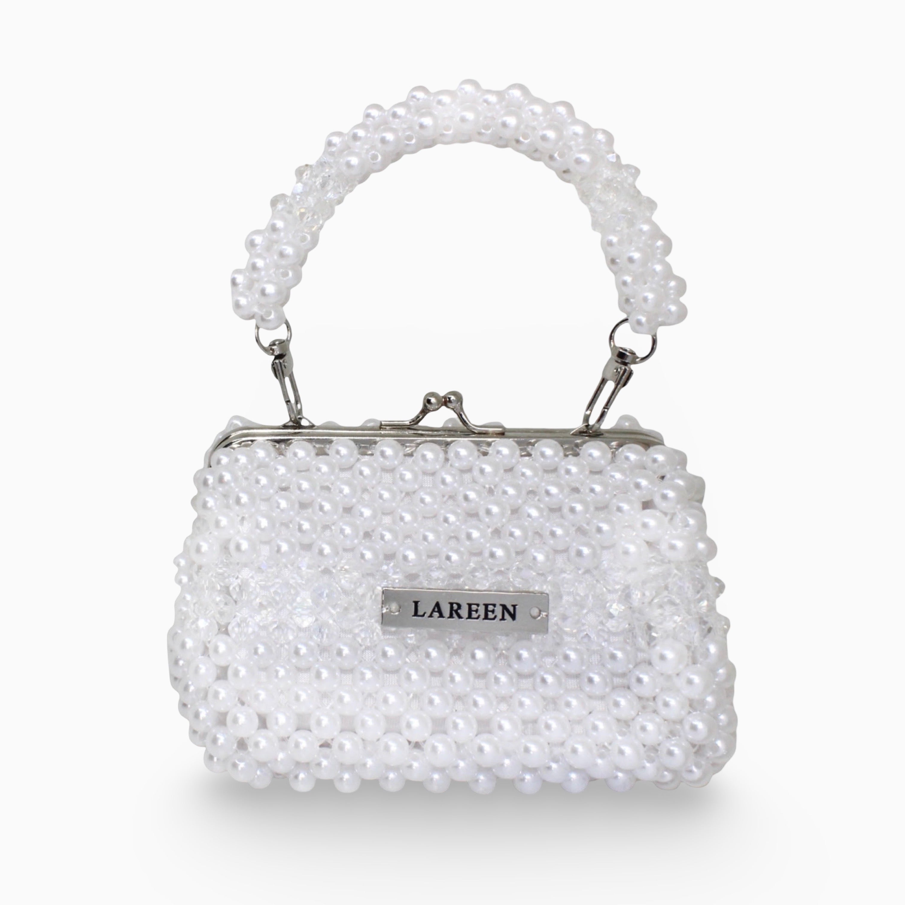 Aurélia Pearl Midi pearl-effect beaded handbag, front view